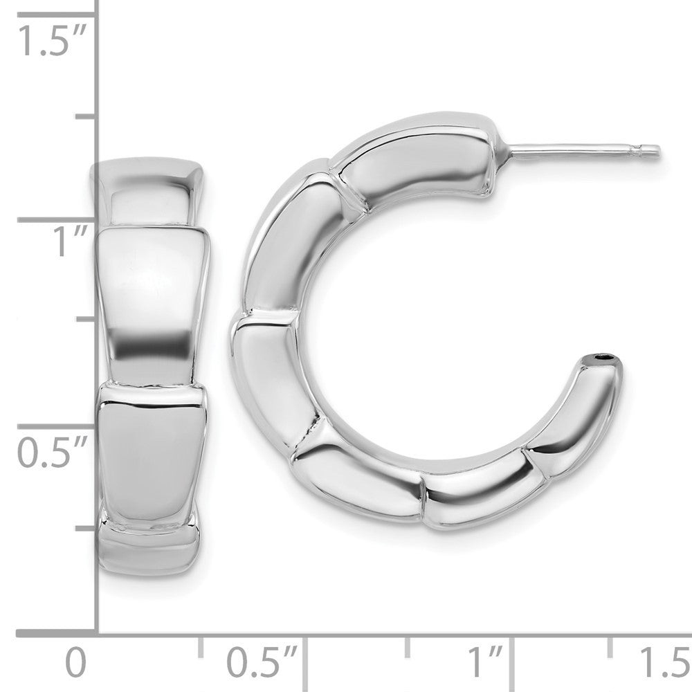 Sterling Silver Rhodium-plated Polished Hoop Earrings