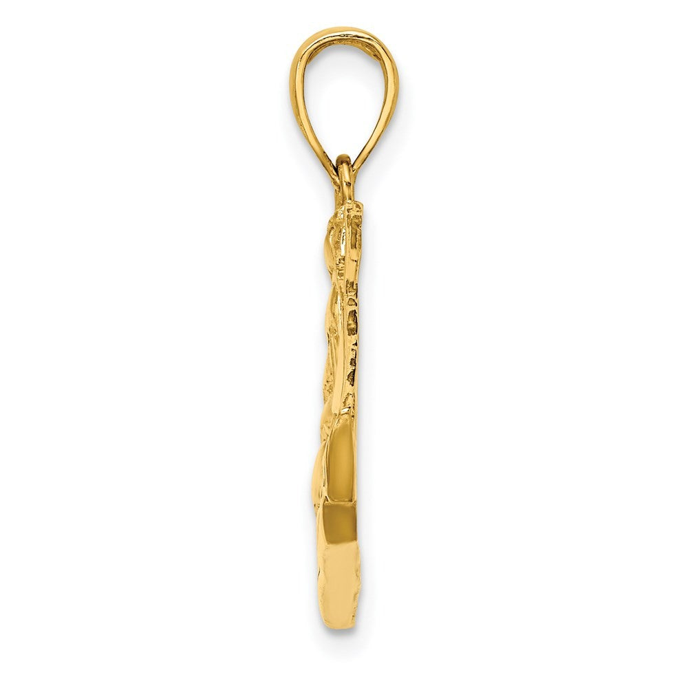 14k Yellow Gold 2-D Polished Sailing Ship Charm Pendant