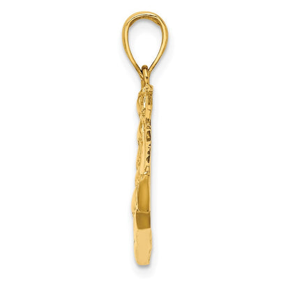 14k Yellow Gold 2-D Polished Sailing Ship Charm Pendant