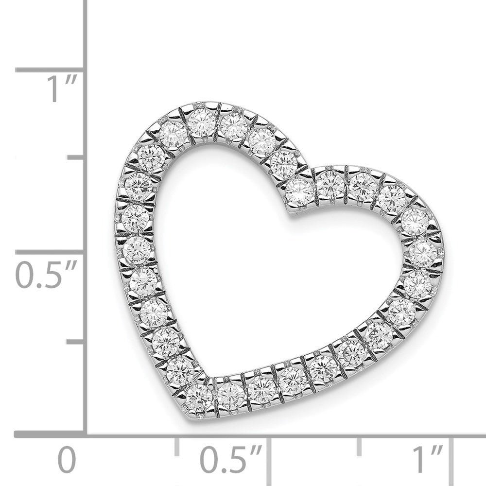 Sterling Silver Rhodium-plated Cubic Zirconia Heart Slide Pendant