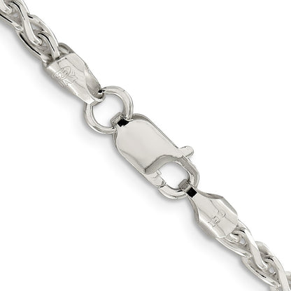 Sterling Silver 3.5mm Diamond-cut Spiga Chain Necklace