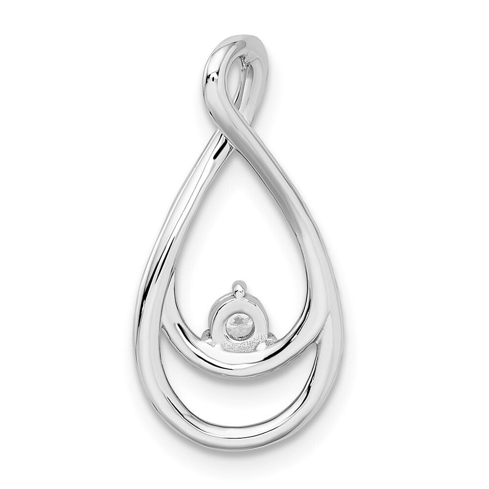14k White Gold Diamond Teardrop Chain Slide Pendant for Women