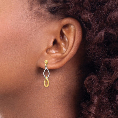 14K Two-tone Dangle Earrings
