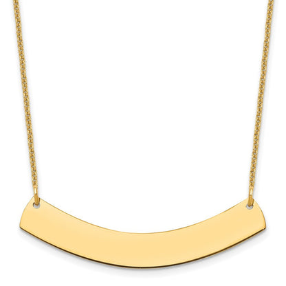 10k Yellow Gold Medium Curved Blank Bar Necklace