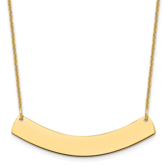 10k Yellow Gold Medium Curved Blank Bar Necklace