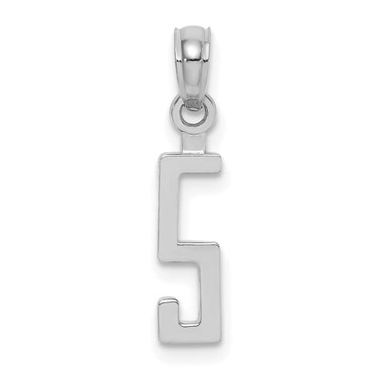 14K White Polished Number 5 Pendant