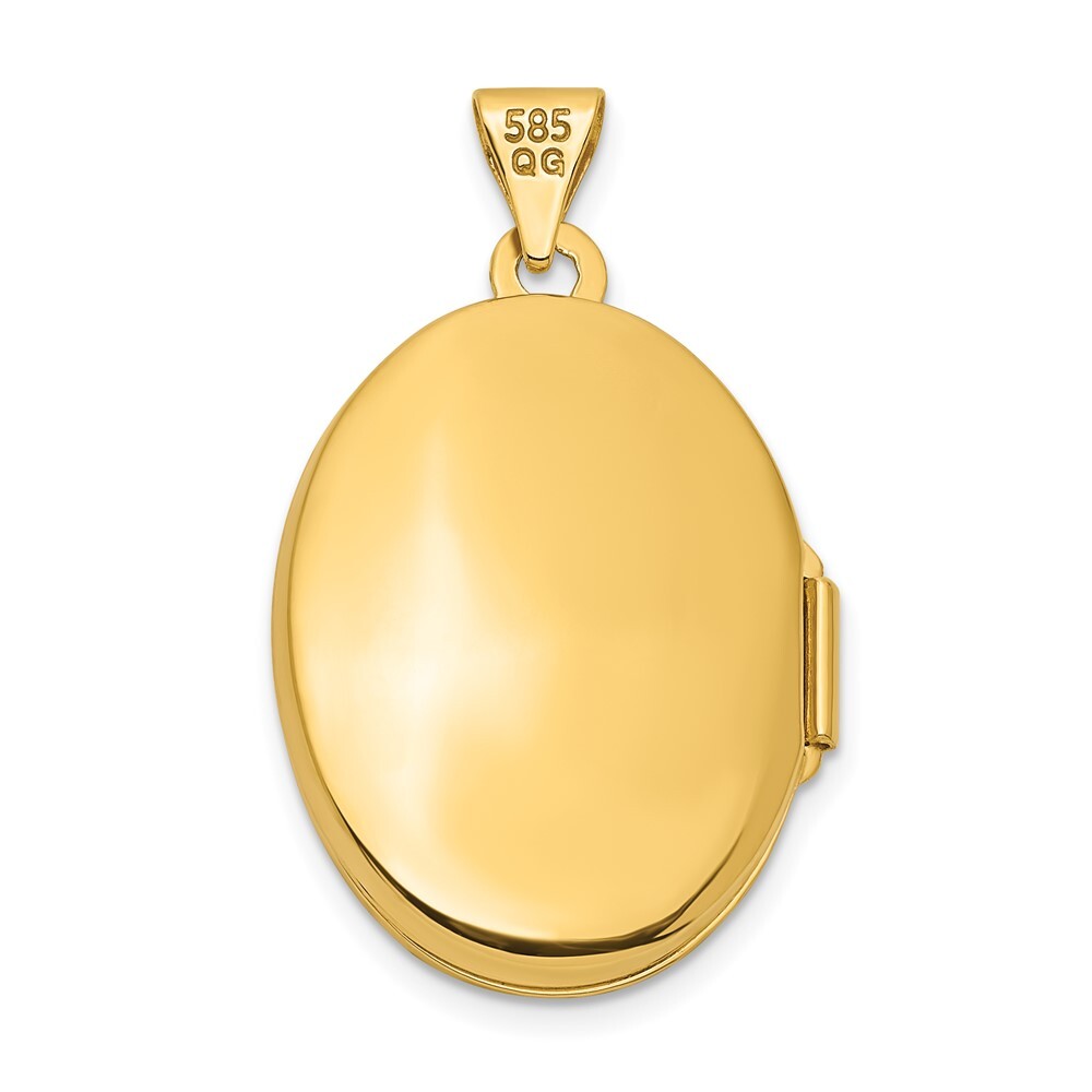 14k Yellow Gold  White Rhodium Brushed Diamond Star 21mm Oval Locket Pendant
