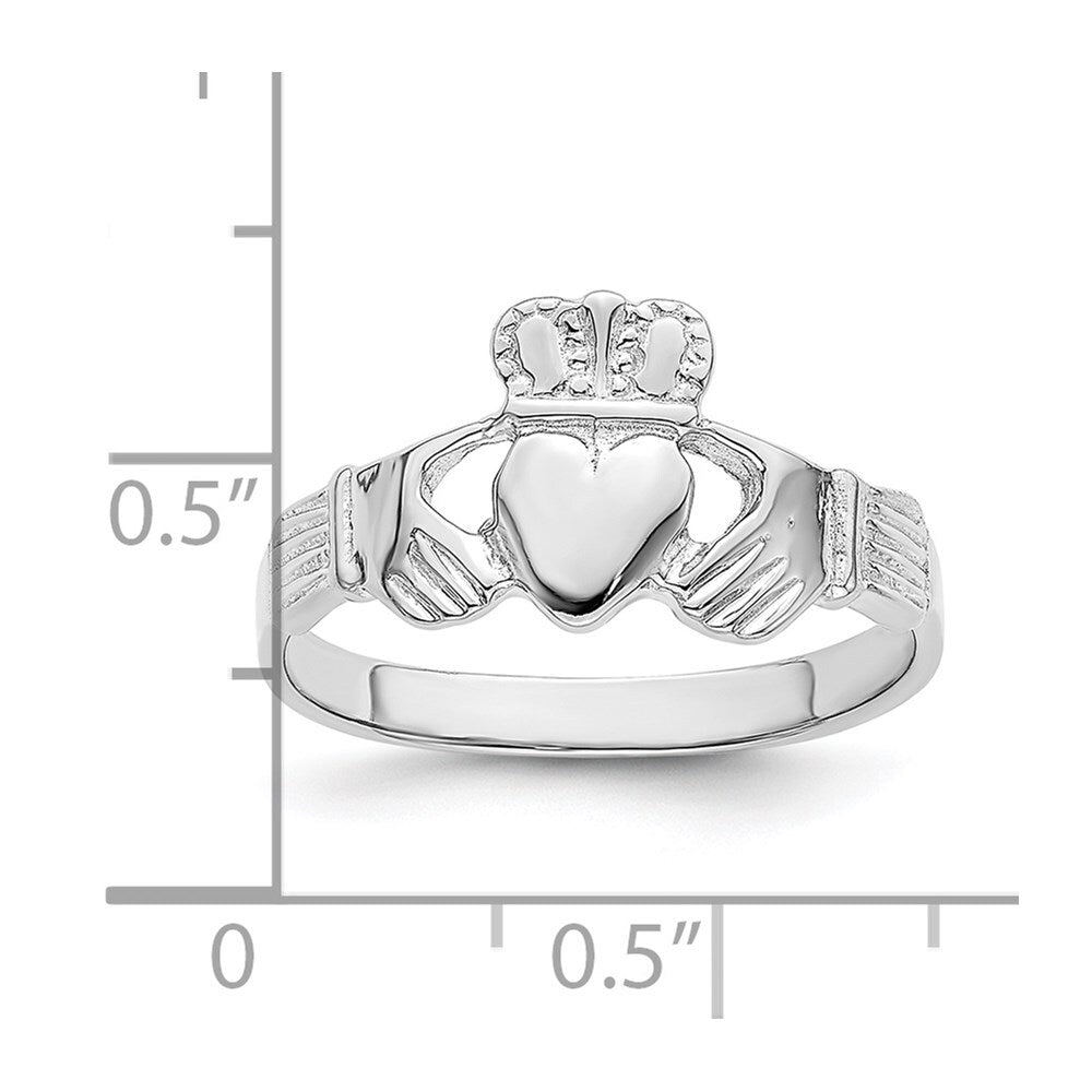 14k White Gold Claddagh Ring Size 7
