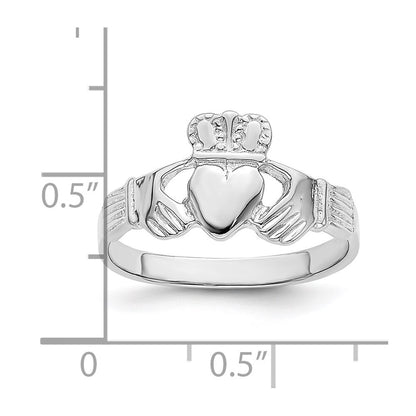 14k White Gold Claddagh Ring Size 7