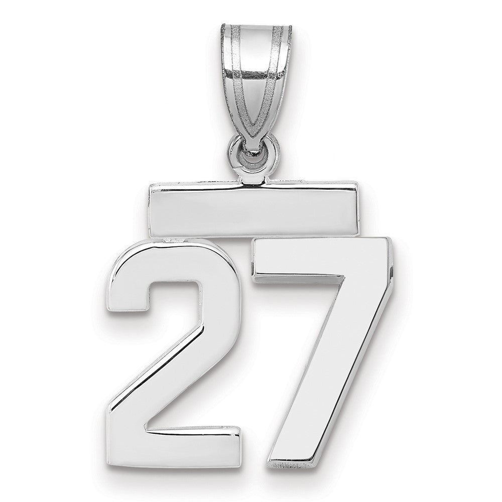 14k White Gold Small Polished Number 27 Charm Pendant
