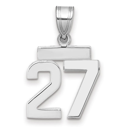 14k White Gold Small Polished Number 27 Charm Pendant