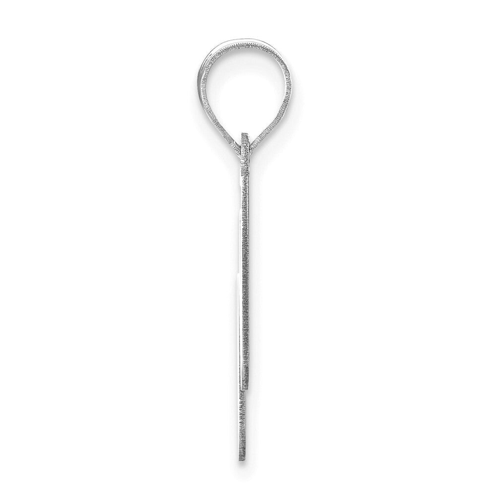 14k White Gold Polished Bubble Letter W Initial Pendant for Women