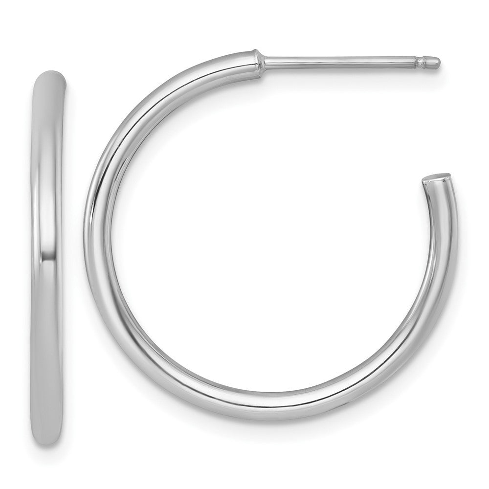 14k White Gold Polished 2.0 x 25mm Tube C-Hoop Earrings