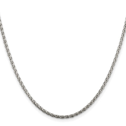 Sterling Silver Rhodium-plated 2mm Diamond-cut Spiga Chain Necklace