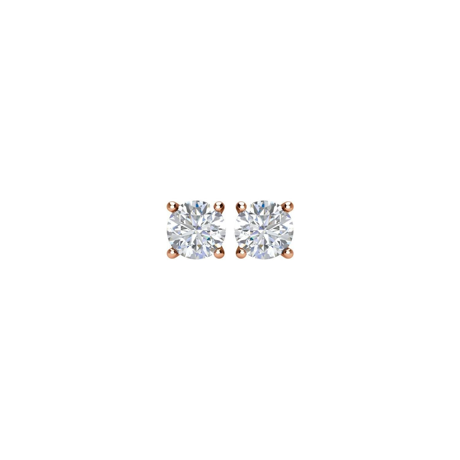 14k Rose Gold 1/3 CTW Natural Diamond Stud Earrings Fine Jewelry for Women