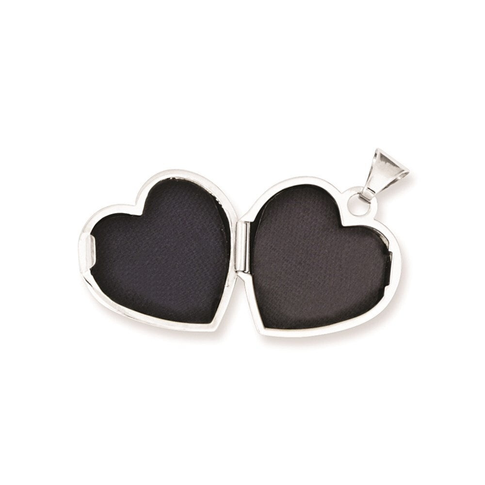 14k White Gold Polished Heart-Shaped Locket Pendant for Women