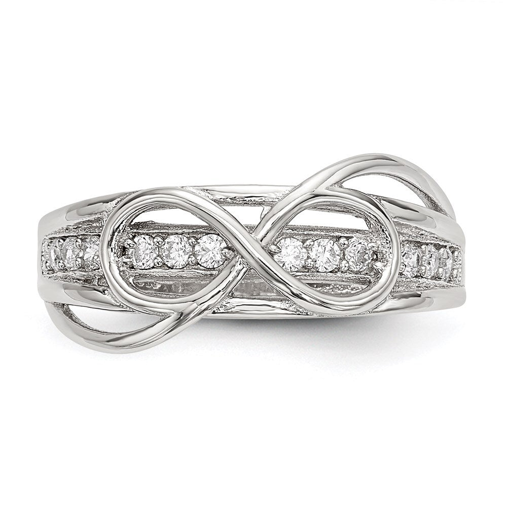 Sterling Silver Rhodium-plated Cubic Zirconia Infinity Ring Size 8