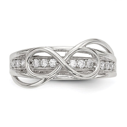 Sterling Silver Rhodium-plated Cubic Zirconia Infinity Ring Size 8