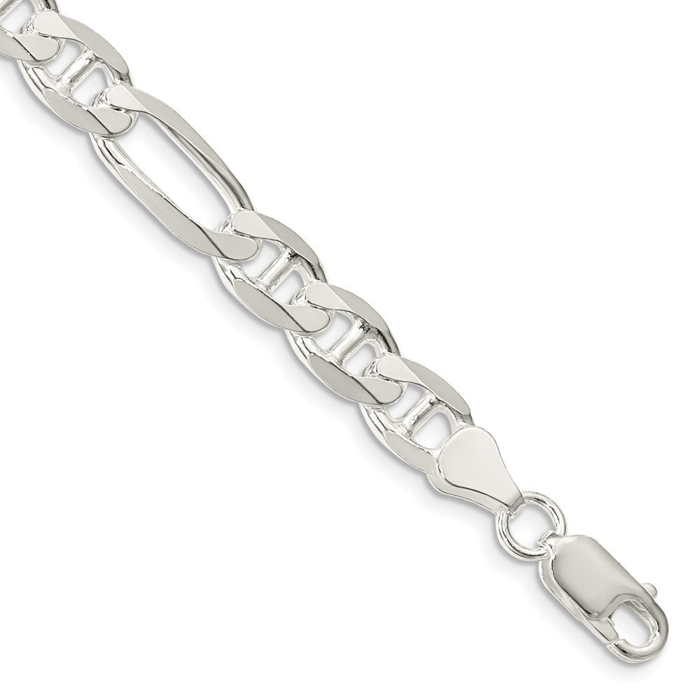 Sterling Silver 7.5mm Figaro Anchor Chain Bracelet