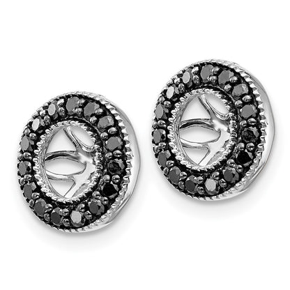 14k White Gold 1/4ct Black Diamond Earring Jackets Gift for Women