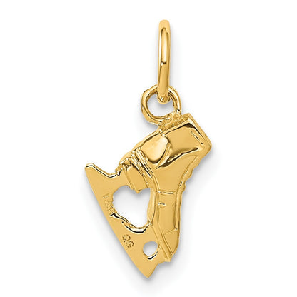 14k Yellow Gold 3D Ice Skate Charm Pendant