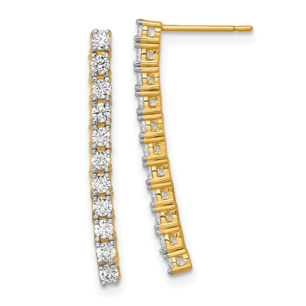 14k Yellow Gold Polished CZ Dangle Earrings