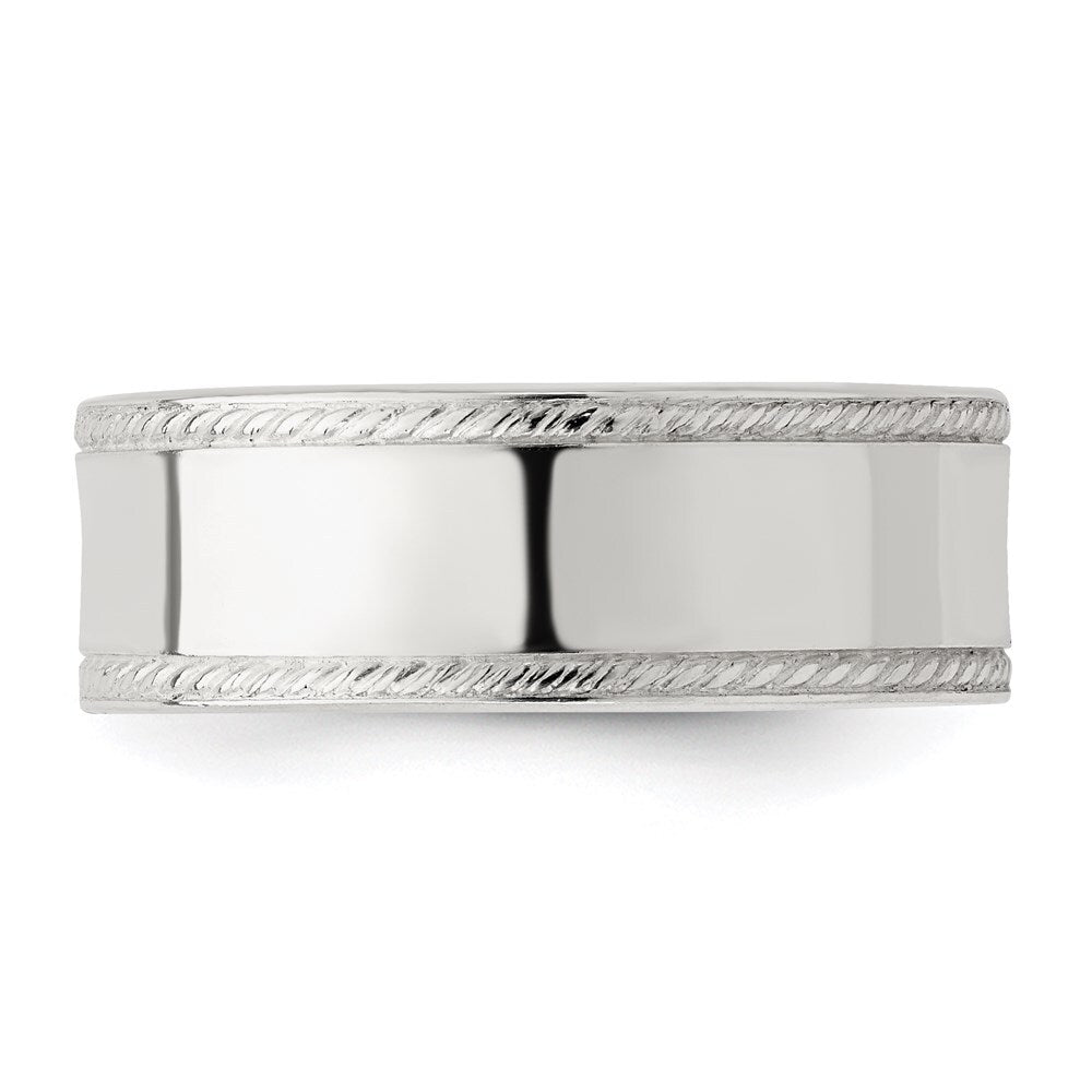 Sterling Silver 7mm Flat with Rope Edge Size 8 Band