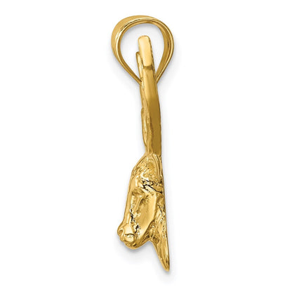 14k Yellow Gold Polished Deer Head Pendant for Women
