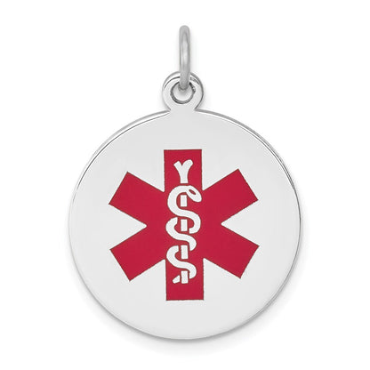 14k White Gold Red Enamel Medical Jewelry Pendant for Women