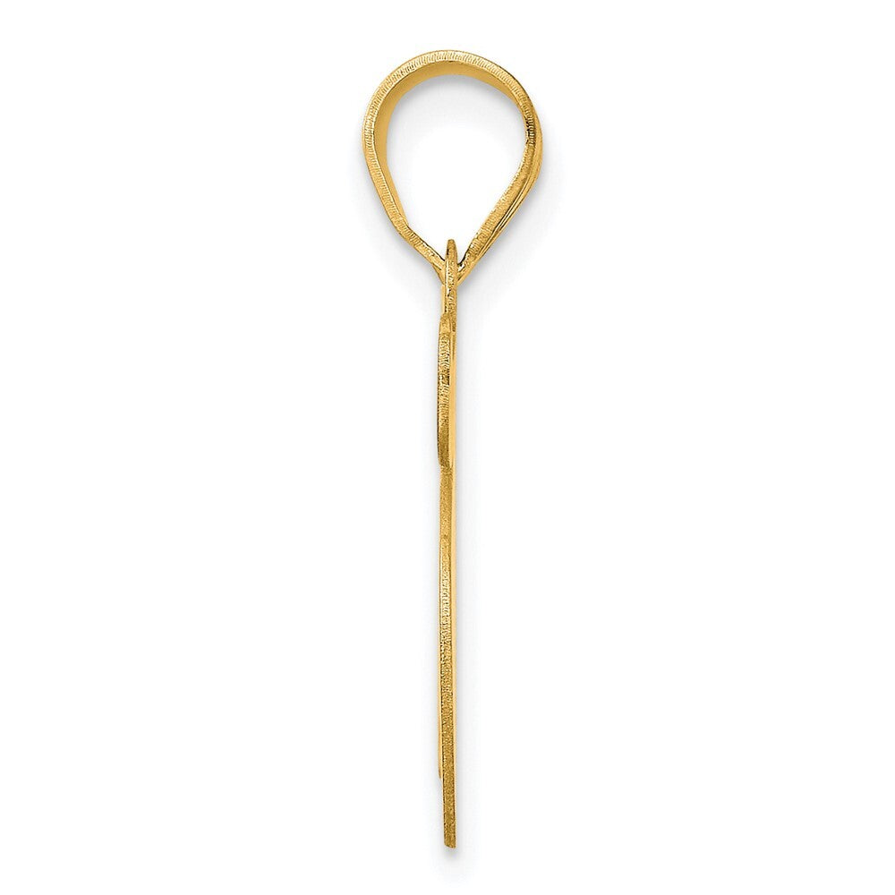 14k Yellow Gold Polished Etched Number 75 Pendant for Women
