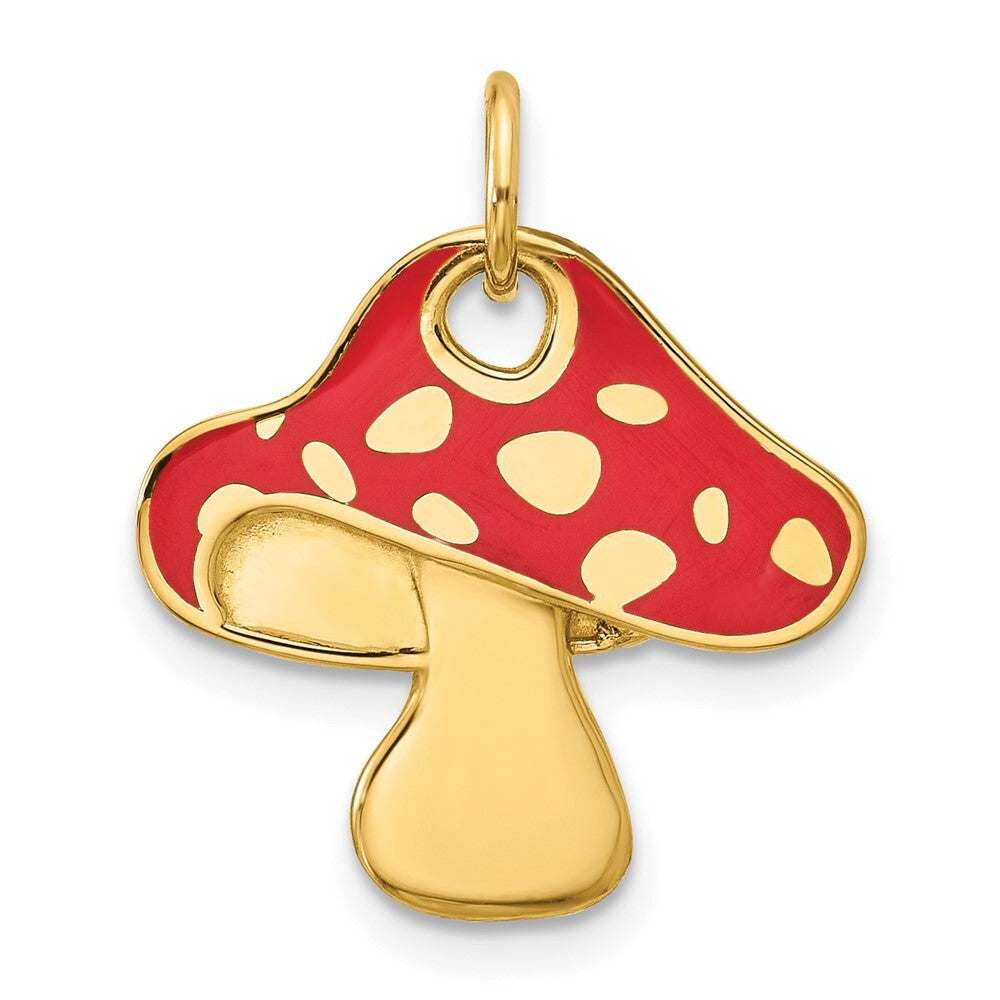 14k Yellow Gold Flat Toadstool Charm Pendant for Women