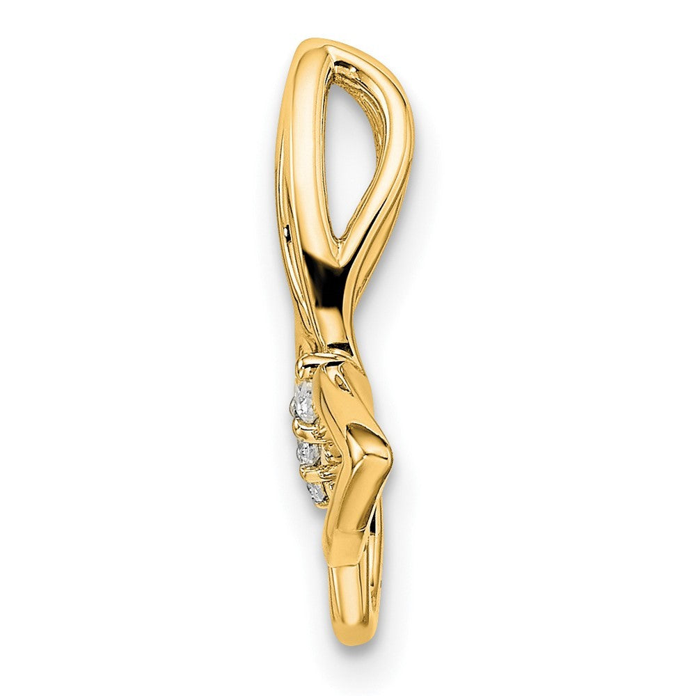 14k Yellow Gold Polished Butterfly Diamond Chain Slide