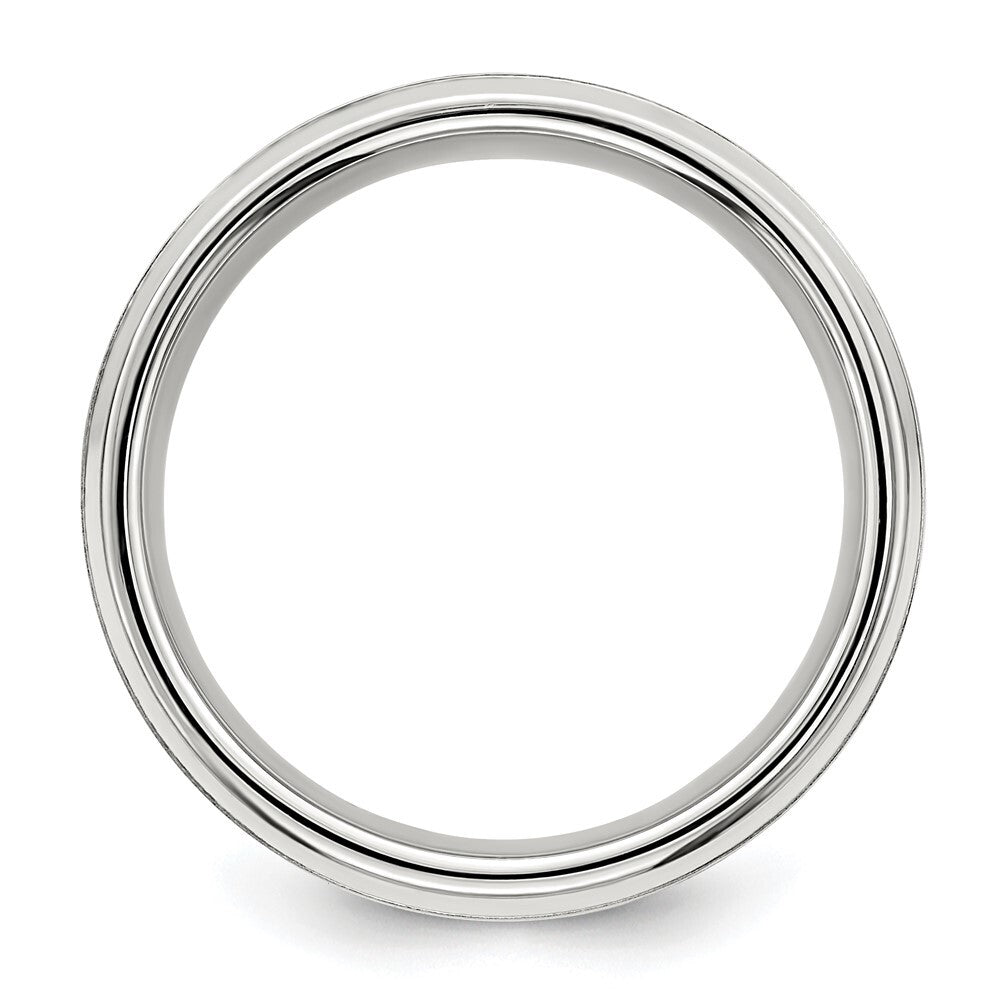Sterling Silver Rhodium-plated 8mm Brushed Fancy Band Size 10