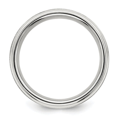Sterling Silver Rhodium-plated 8mm Brushed Fancy Band Size 10