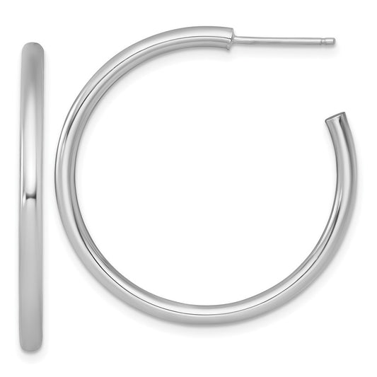 14k White Gold Polished 2.5 x 35mm Tube C-Hoop Earrings