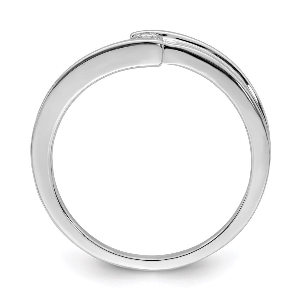Sterling Silver Rhodium Plated Polished Diamond Ring