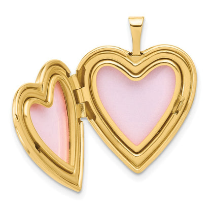 14k Yellow Gold 20mm Polished Diamond Heart Locket Pendant for Women