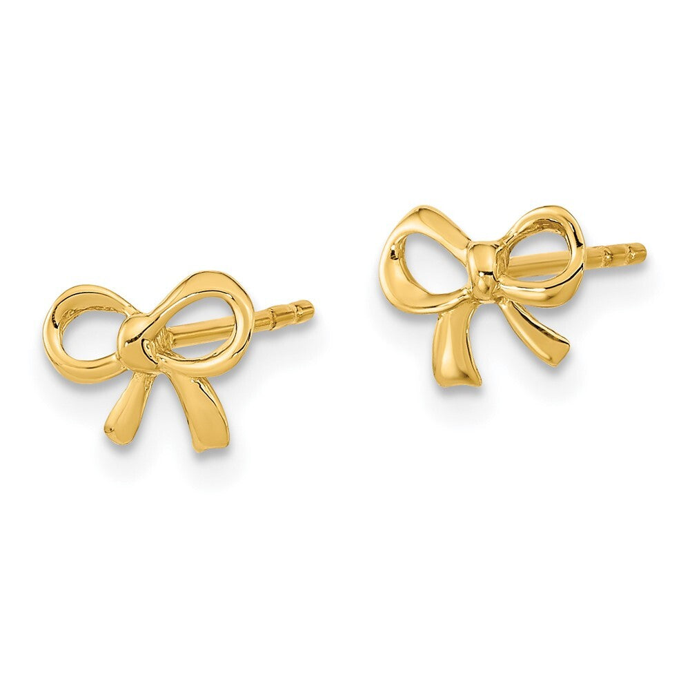 14k Yellow Gold Gold Polished Bow Stud Earrings Gift for Women