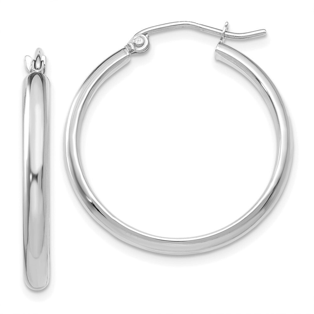 14k White Gold Polished Hoop Earring Gift for Women
