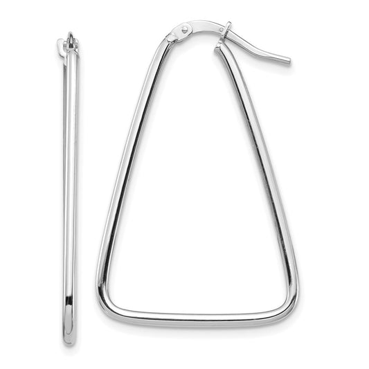 14k White Gold 1.5mm Polished Triangle Dangle Hoop Earrings