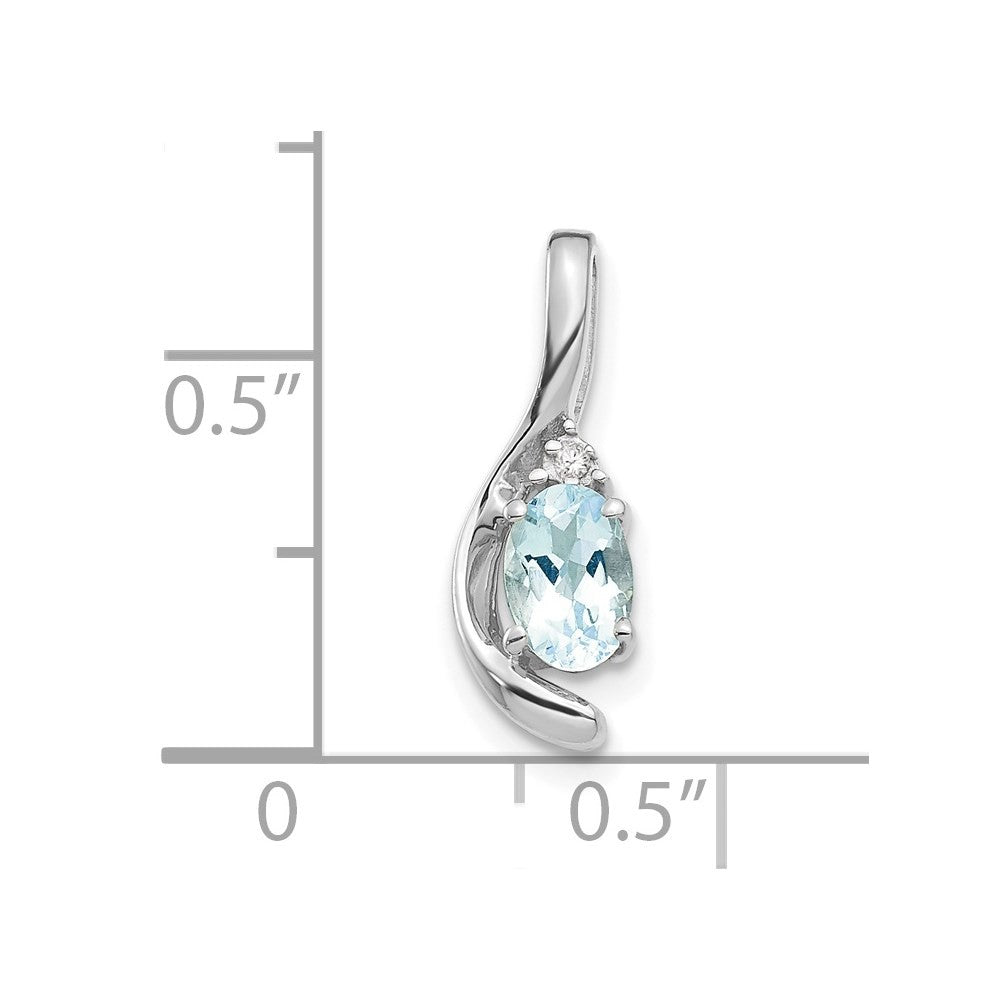 14k White Gold Aquamarine and Diamond Pendant