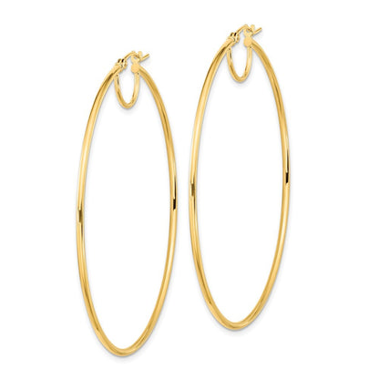 14k Yellow Gold Polished Fancy Hoop Earrings