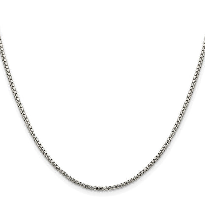 Sterling Silver Rhodium-plated 1.75mm Diamond-cut Round Box Chain Necklace