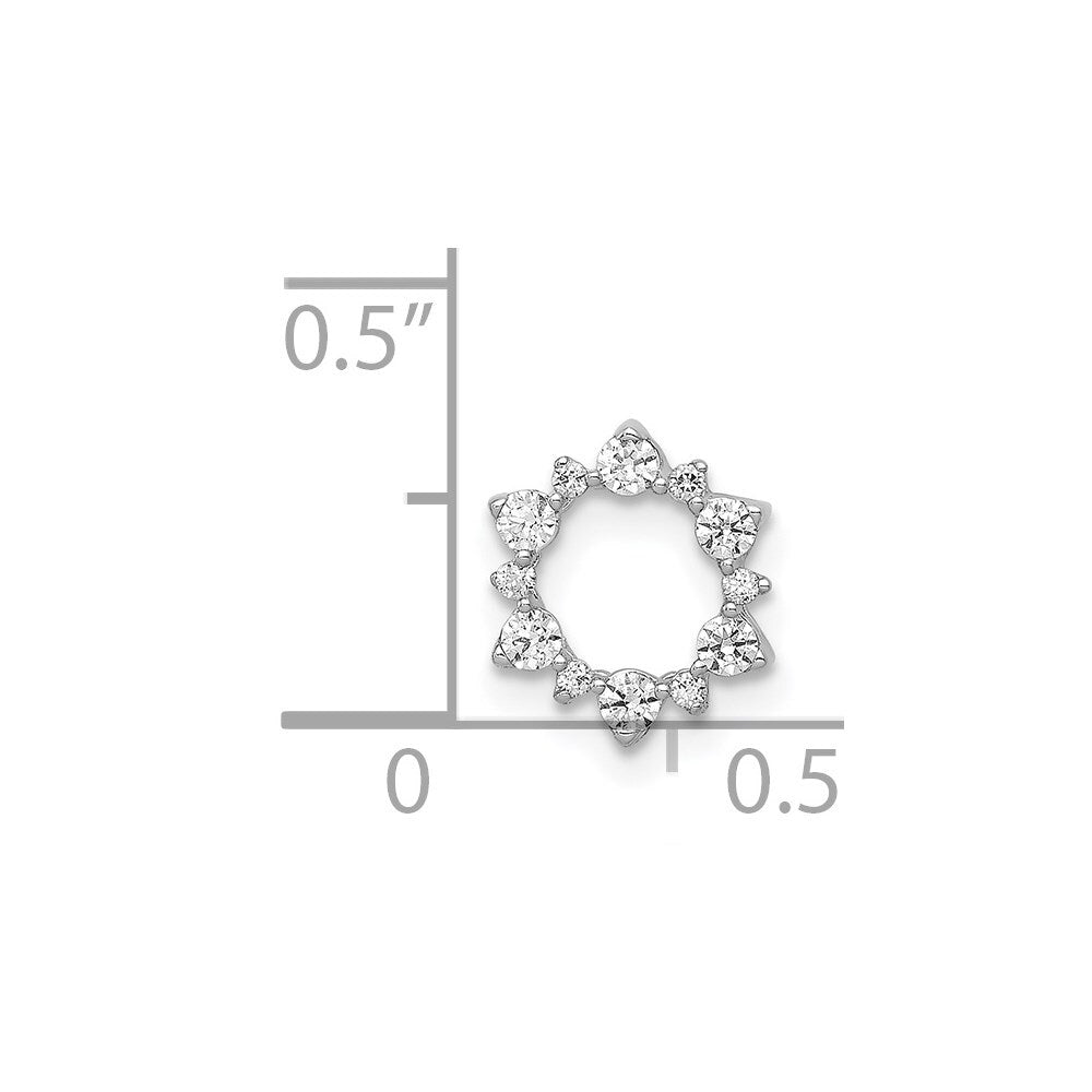 14k White Gold Diamond Fancy Circle Chain Slide Pendant for Women