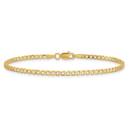 14k Yellow Gold 8 inch 2.2mm Flat Beveled Curb Bracelet