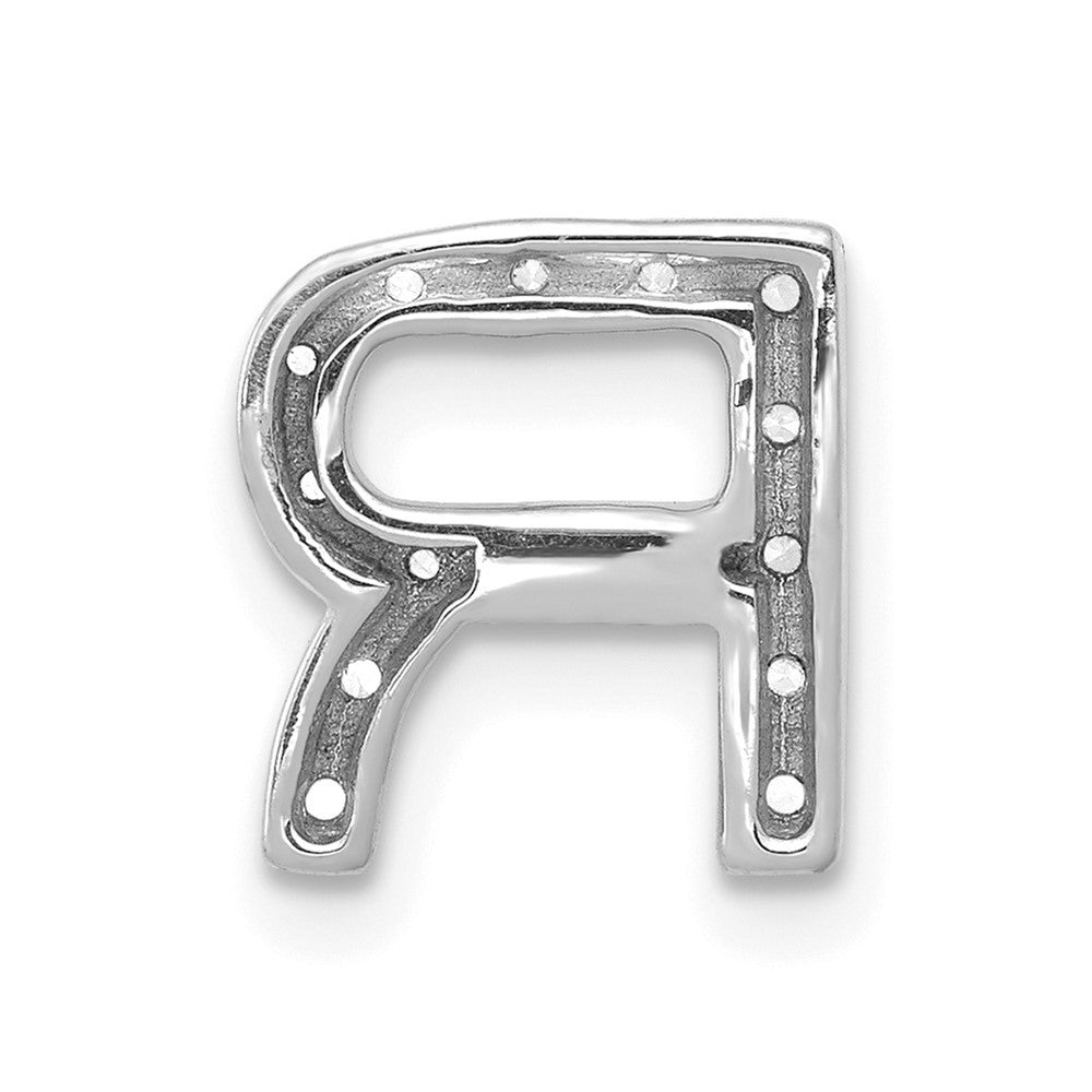 14k White Gold Diamond Letter R Initial Charm Pendant