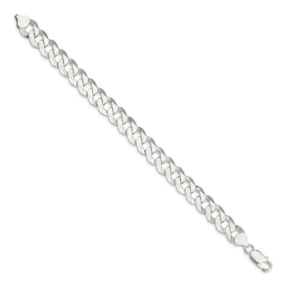 Sterling Silver 10.6mm Beveled Curb Chain Bracelet