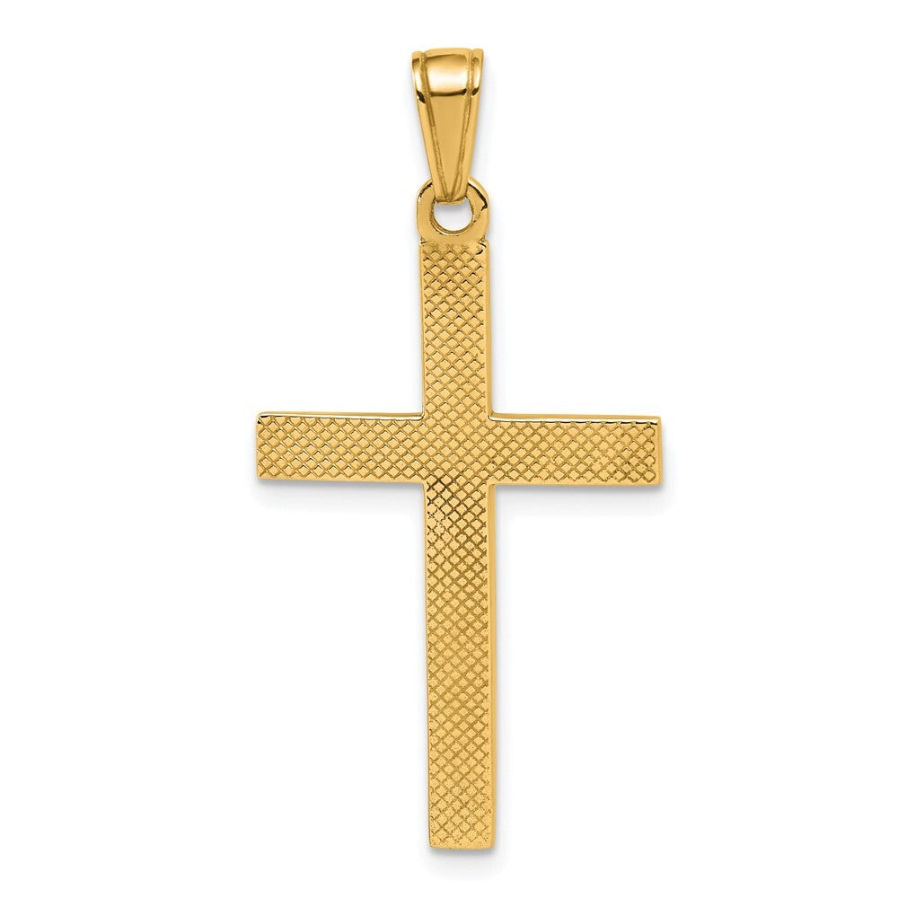 14k Yellow Gold Polished Beveled Cross Charm