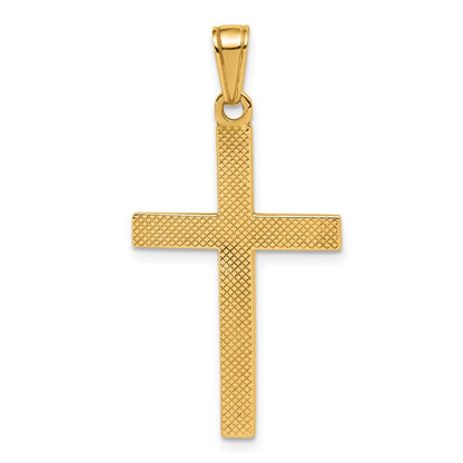 14k Yellow Gold Polished Beveled Cross Charm
