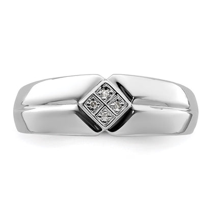 Sterling Silver Rhodium Plated Diamond Men's Ring